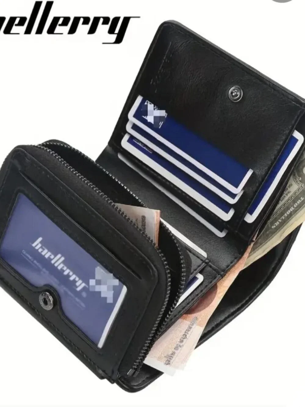 NEW Wallet with 13 Card Slots Short Vintage PU Leather Triple Buckle Wallet